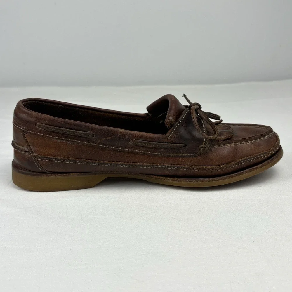 VTG Timberland Hampton Oiled Brown Leather Kiltie Camp Boat Shoes 9M USA